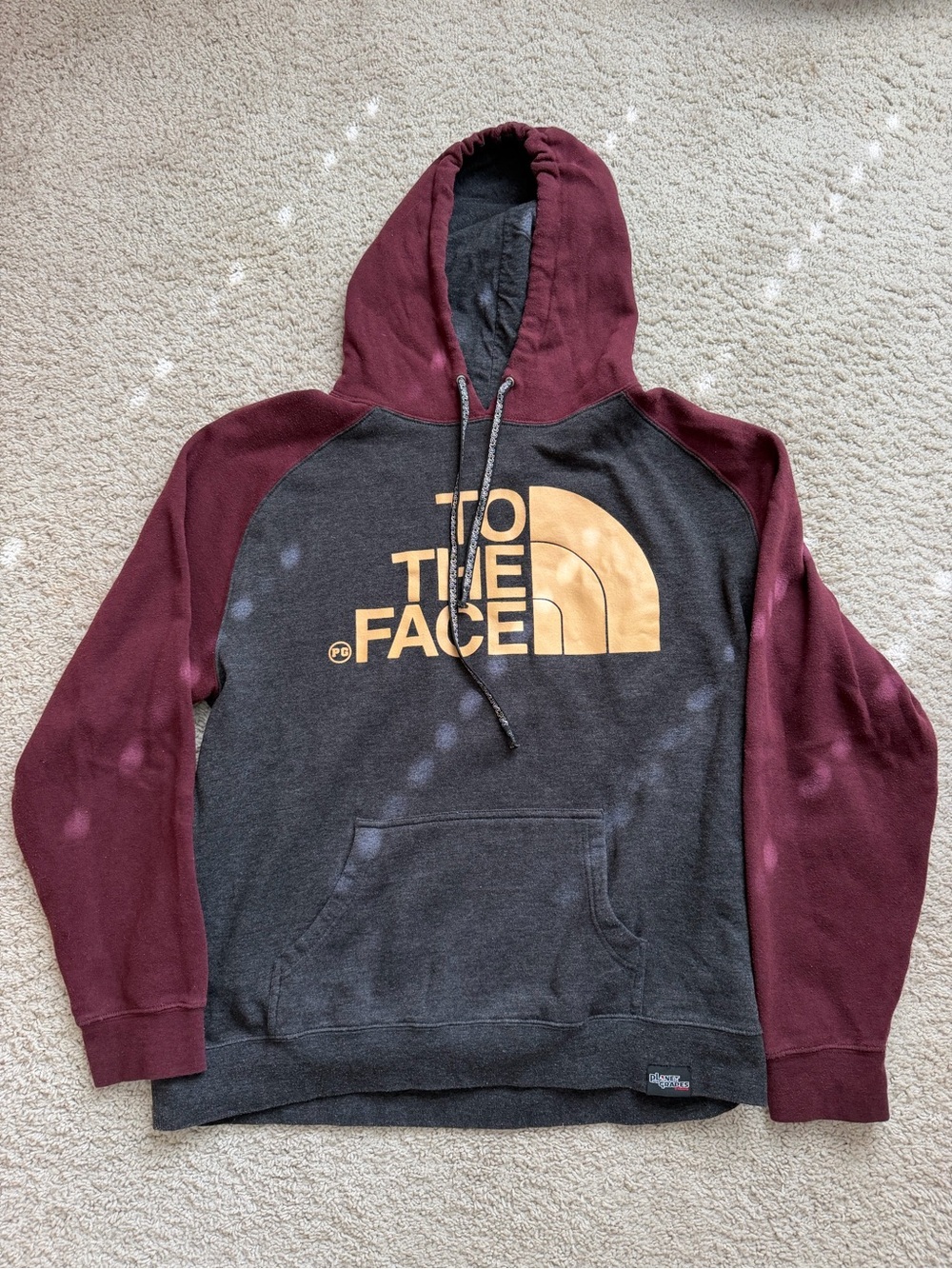 To The Face Men’s Two-Tone Maroon & Charcoal Logo Hoodie